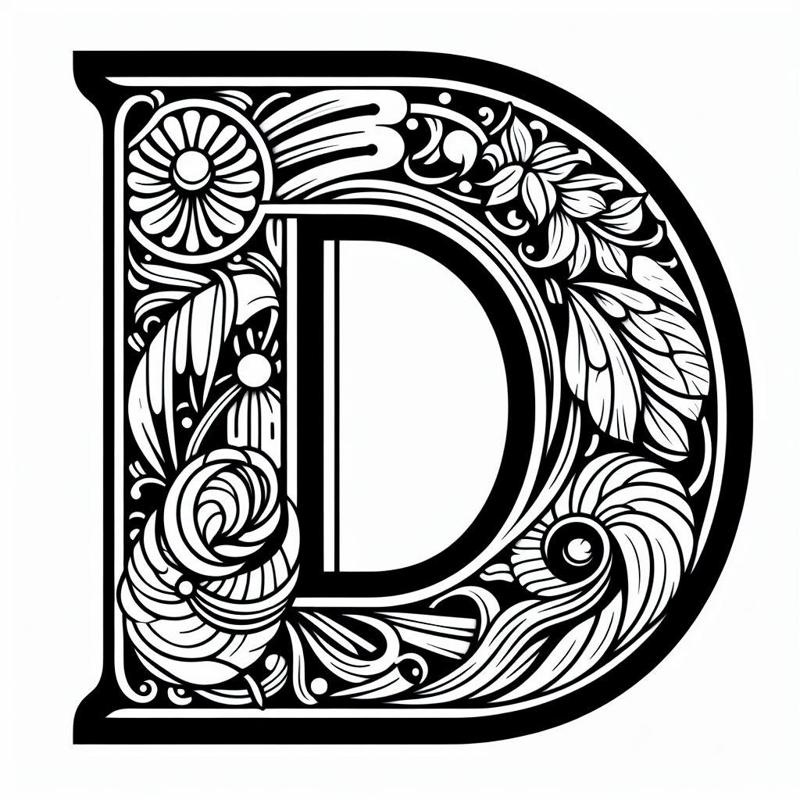 Frottage creation: letter D (version 3)