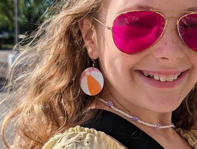 Beach Ball Filament Change Earrings - 4 color dangling earrings, easy print for summer jewelry fun