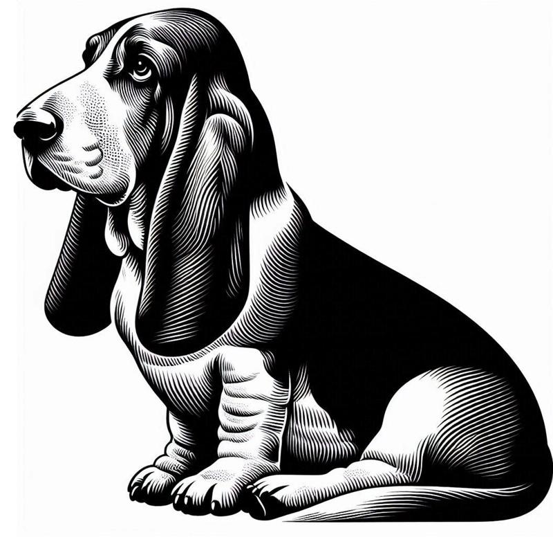 Wall art: Basset hound 1 (two colours)