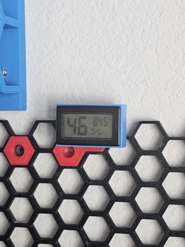 Hygrometer and Temp Display for Hex Storage Wall