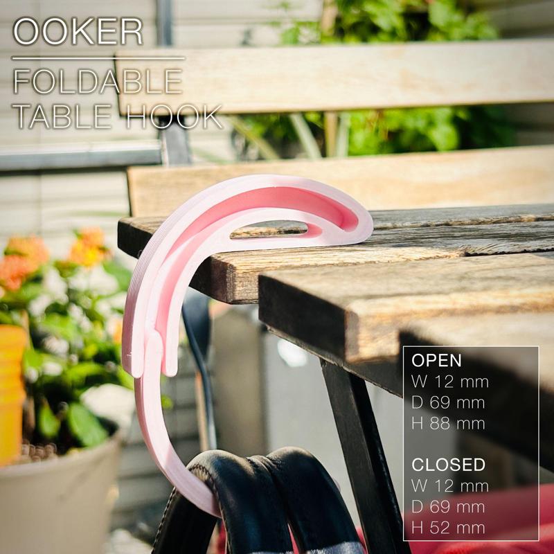 OOKER | foldable table hook, print-in-place