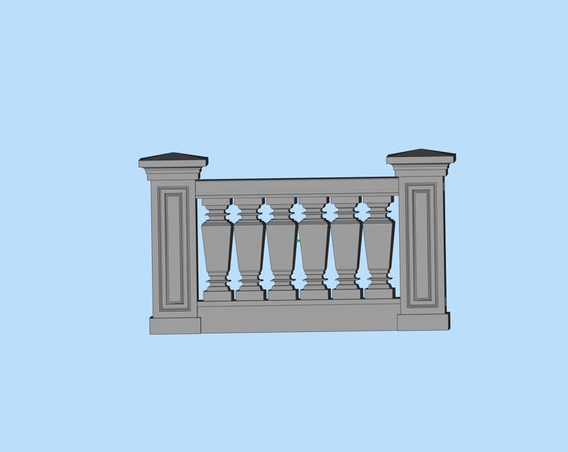 house guardrail stone pillar stone railing 04 fence shape scene digital model