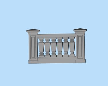 house guardrail stone pillar stone railing 04 fence shape scene digital model