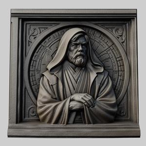 Star Wars Obi-Wan Kenobi 3d printer relief medallion stone tablet obj stl