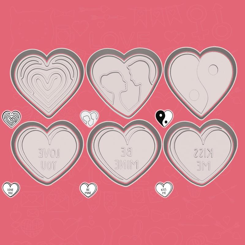 Valentine's day cookie cutters - sweetheart set / bundle - 6 pieces