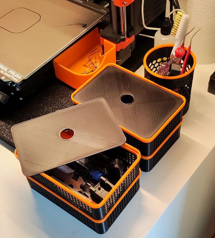 Box für Druckerzubehör, stapelbar mit Deckel