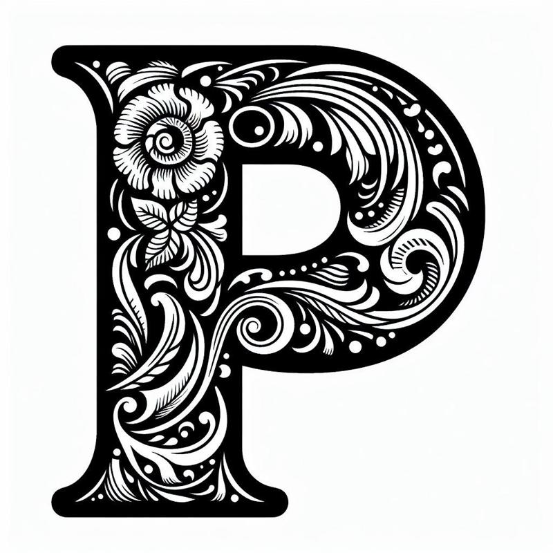Frottage creation: letter P (version 1)