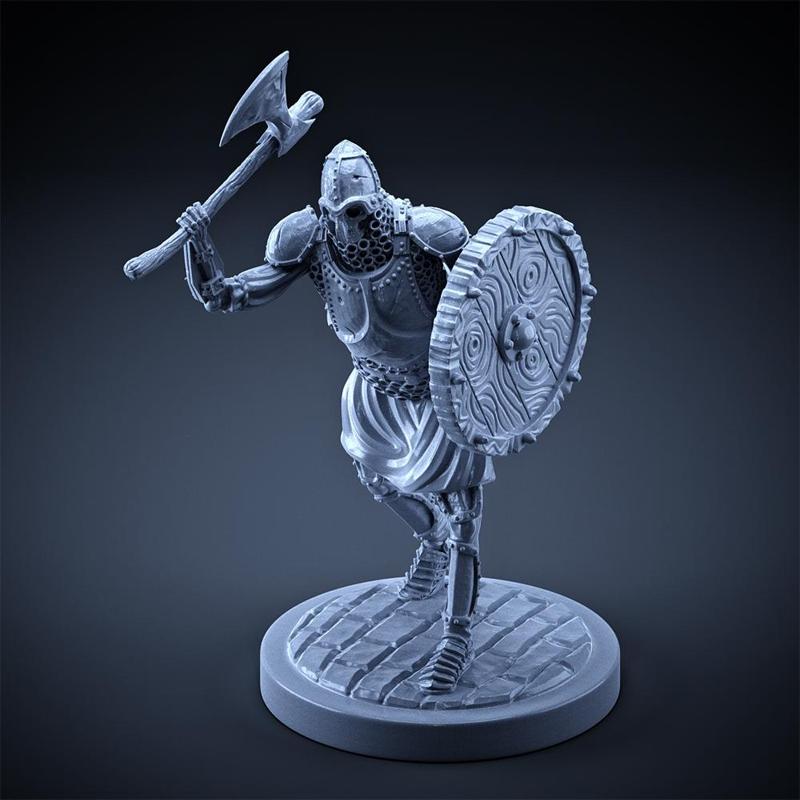 Skeleton - Heavy Infantry - Axe + Round Shield - Attack Pose
