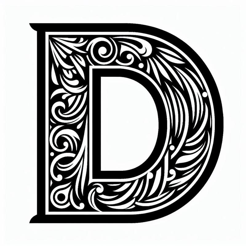 Frottage creation: letter D (version 1)