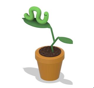 Spongebob Squarepants - Wormy in a flowerpot