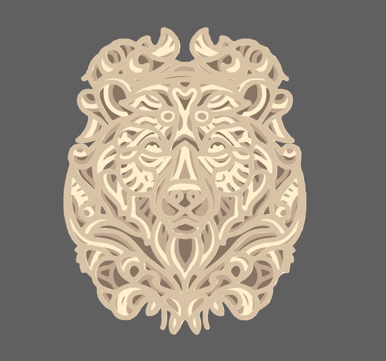 BEAR MULTILAYER 3D MODELS/ 3D LAYER/ 3D MANDALA