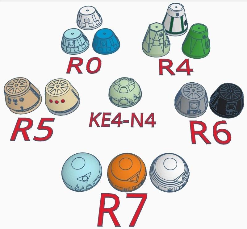 Astromech Heads R0 / R4 / R5 / R6 / R7 / KE4-N4 for Astromech body