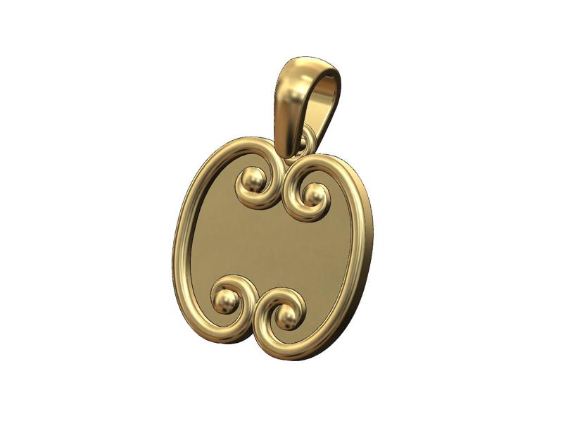 Forged scrolls pendant charm with bail 3D print model