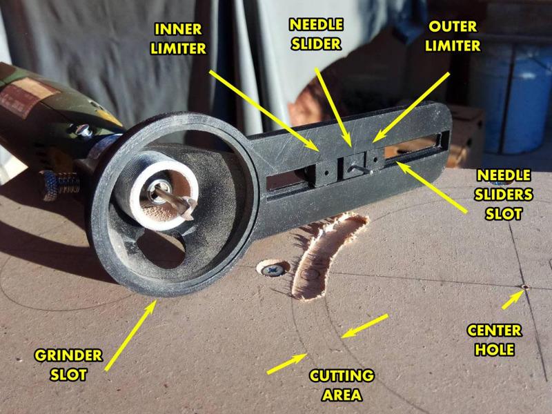 Circle cutter adapter for Dremel/Proxxon router/grinder