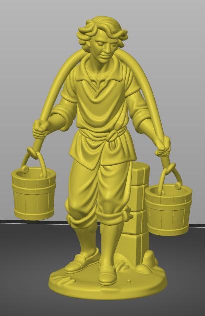 Shepherd with buckets of water