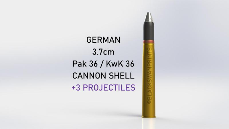 WW2 German 3.7cm Pak 36 KwK Anti-Tank Cannon Shell