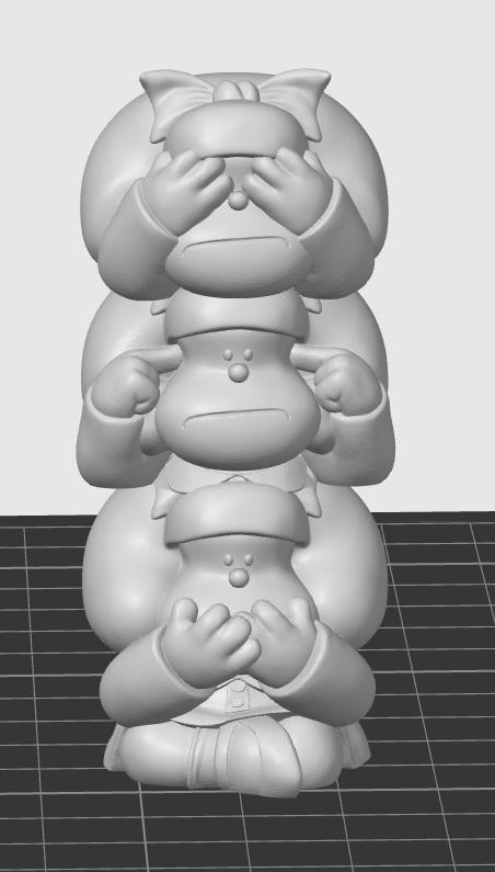 Tótem Mafalda sabiduria (no veo, no escucho, no hablo)