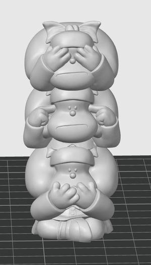 Tótem Mafalda sabiduria (no veo, no escucho, no hablo)