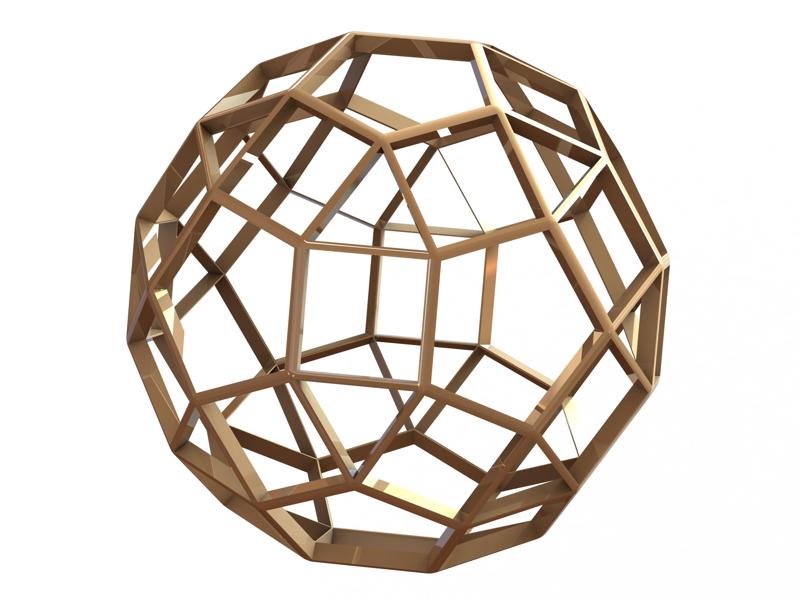 Wireframe Shape Rhombicosidodecahedron