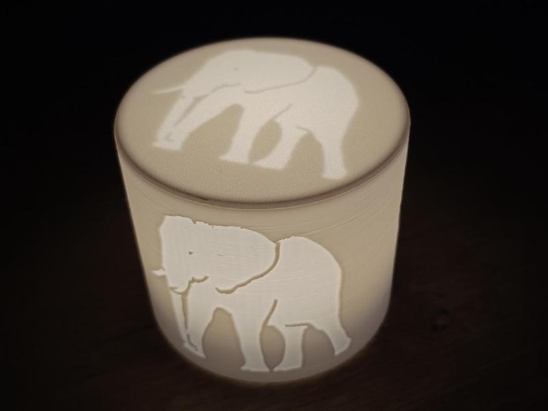 Round Elephant Tealight Holder with Lid