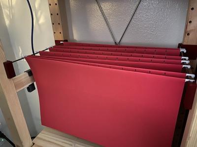 IVAR mount for legal-size hanging file folders.