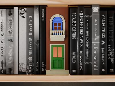 Book Nook Lamp. Thin Terrace house Book End