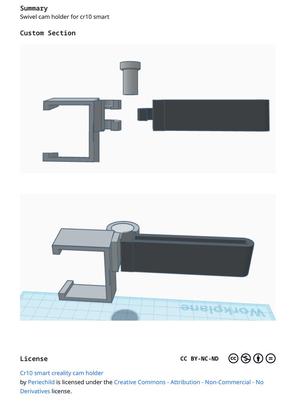 Cr10 smart creality cam holder