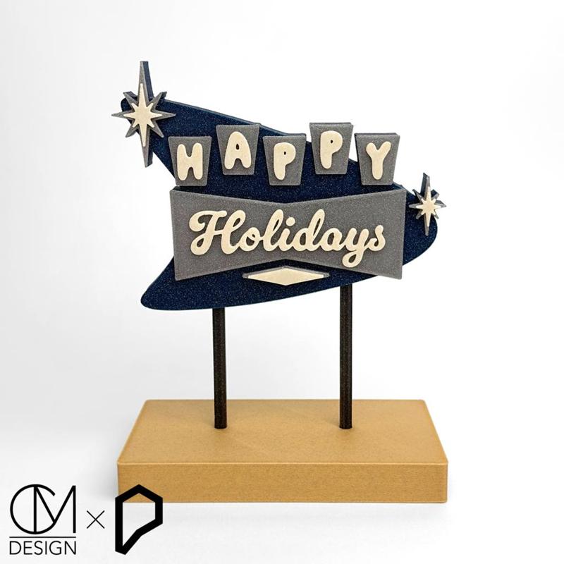Mid Century Happy Holidays Sign