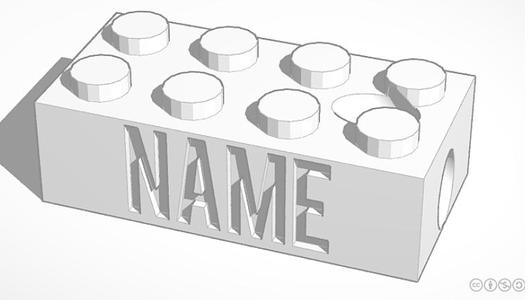 Keychain lego brick with name
