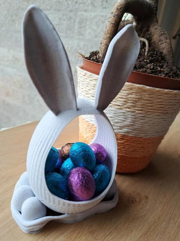 Happy Easter egg with bunny ears candy plate   