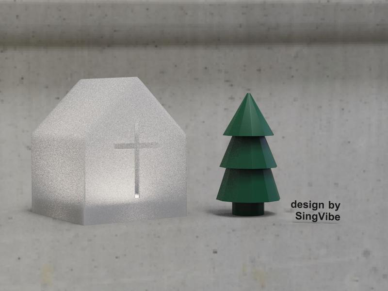 Church lamp & tree
