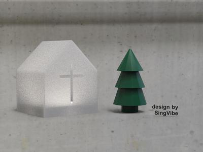 Church lamp & tree