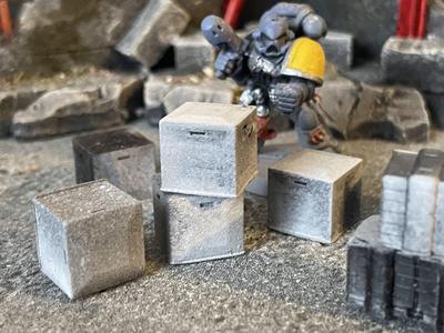 Shipping Crate Cube - Stackable Scatter Terrain for Warhammer 40K, Infinity, One Page Rules - Grim Dark Future, Necromunda.