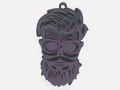 Keychain Hipster Skull