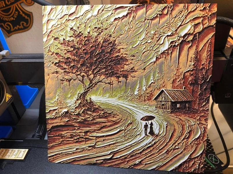 Thick Paint Fall Scene   