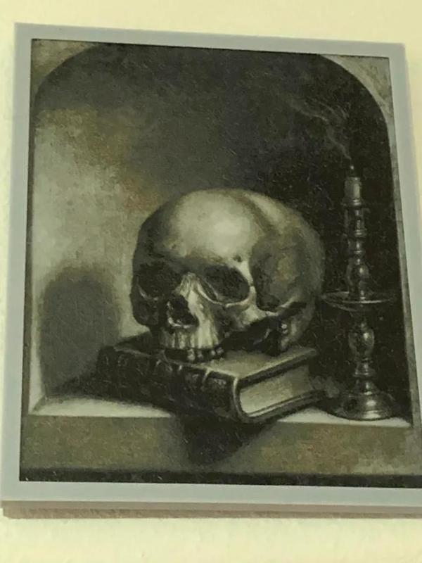 Skull, Book, Candle in Nook   