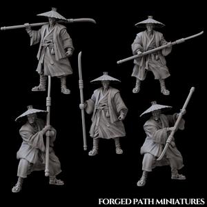 Ronin Spearmen - 5 Japanese Samurai Warriors with Yari | Bushido STL Miniatures