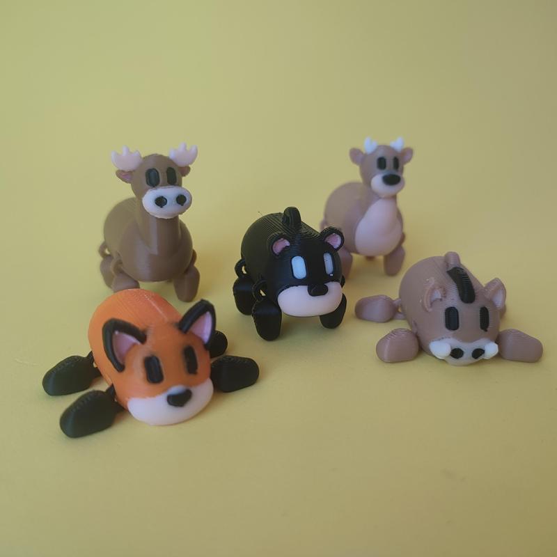 Forest Animals Mini Articulated Toys and Keychains