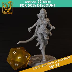Elf Female Fighter - RPG Hero Character D&D 5e - Titans of Adventure Set 15