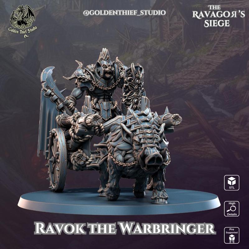 Ravok The Warbringer - Ravagors | 3D Printable STL Gnoll Creatures for Wargames & RPGs (Modular Hands)