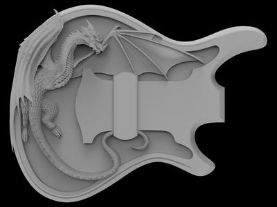 3D Model STL File for CNC Router/Laser & 3D Printer Dragon Guitar