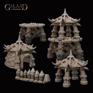Orc Terrain tower house and barricade FDM supportless