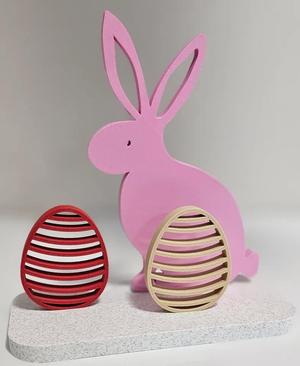 Rabbit on a stand, decoration. Easter eggs   