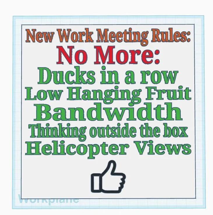 New Work Meeting Rules Sign   