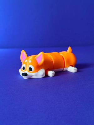 🐾 Cute Flexi Corgi Dog – Articulated 3D Printed Keychain Toy (2 Versions)