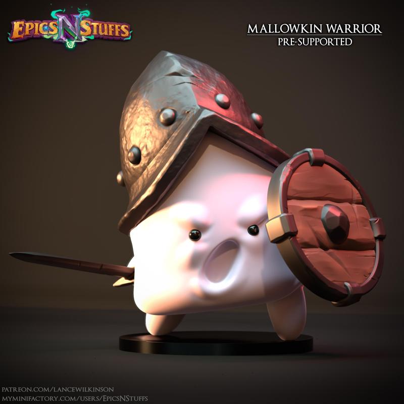 Mallowkin Warrior Miniature, Pre-Supported