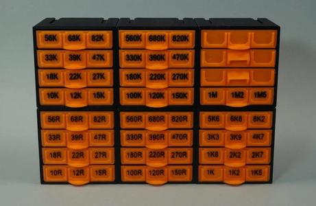 Resistor and Capacitor Labels E12, E6 series for Various Size Stackable Resistor Storage Box   
