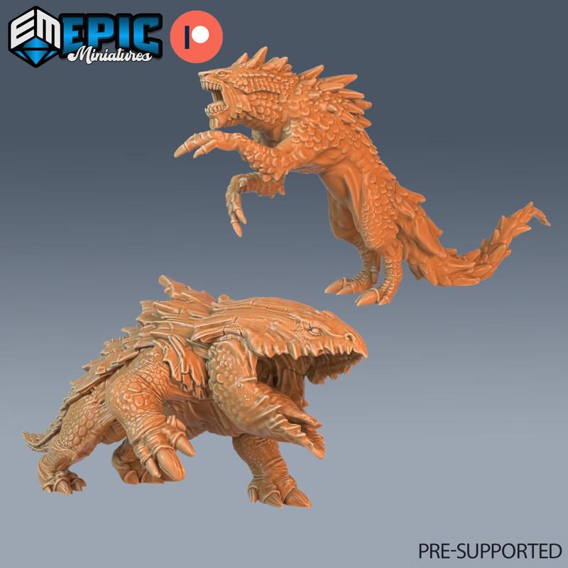 Landshark & Bulette Team Attacking / Magical Beast / Guard Drake / Burrowing Predator / Land Shark / Stone Wolf