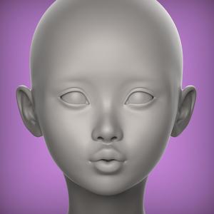 30 3D HEAD FACE FEMALE CHARACTER FEMALE TEENAGER PORTRAIT DOLL BJD LOW-POLY 3D MODEL