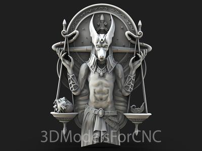 3D Model STL File for CNC Router Laser & 3D Printer Egyptian God Anubis